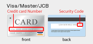 Visa/Master/JCB/Dinersのセキュリティーコードは3桁。AMEXのセキュリティーコードは4桁。